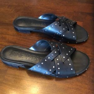 Studded black sandals